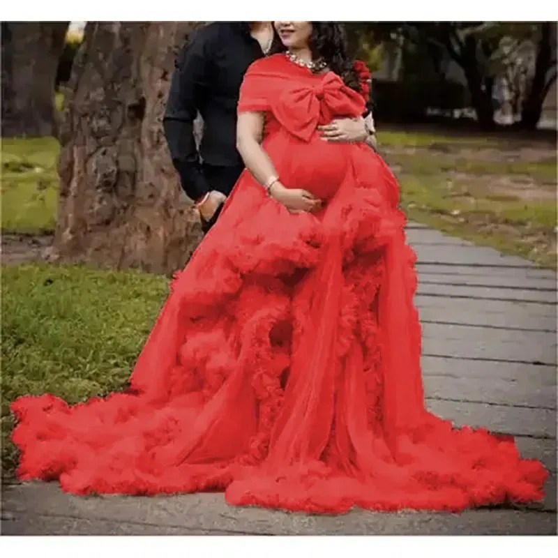 Color: PURPLE, Maternity Size: 8, Ships From: CHINA - BIG BOW Tulle Ruffle maternity dresses photoshoot baby shower п?»?°?‚ь?µ д?»я ?±?µр?µм?µнн?‹?… فس?§تي?† ?