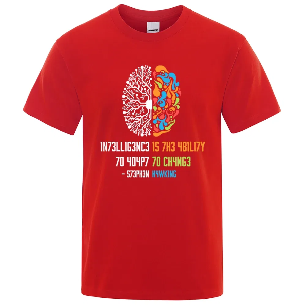 Color: Gold, Size: XL - Intelligence Is The Ability To Adapt To Change Tops Men Women Shirt Loose Clothing Loose Cotton Oversize Tshirt Hip Hop Tops