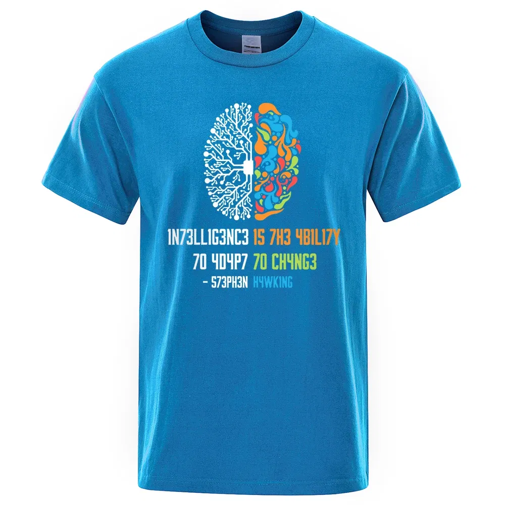 Color: Gold, Size: XL - Intelligence Is The Ability To Adapt To Change Tops Men Women Shirt Loose Clothing Loose Cotton Oversize Tshirt Hip Hop Tops