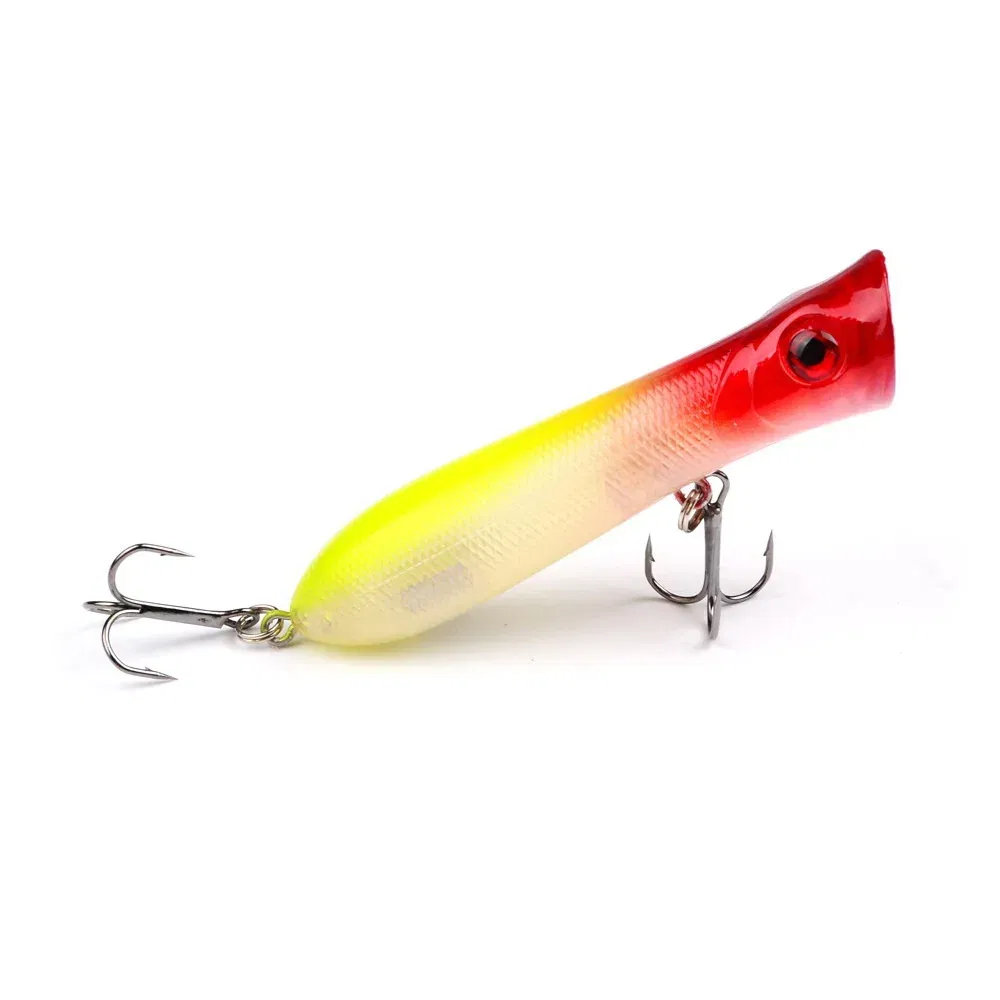 Color: black - 80mm 12g 6# Hook Popper Hard Bait Wobbler Fishing Lure Artificial Floating Trailer Ocean Fishing Bionic Carp Tackle Sea Fishing