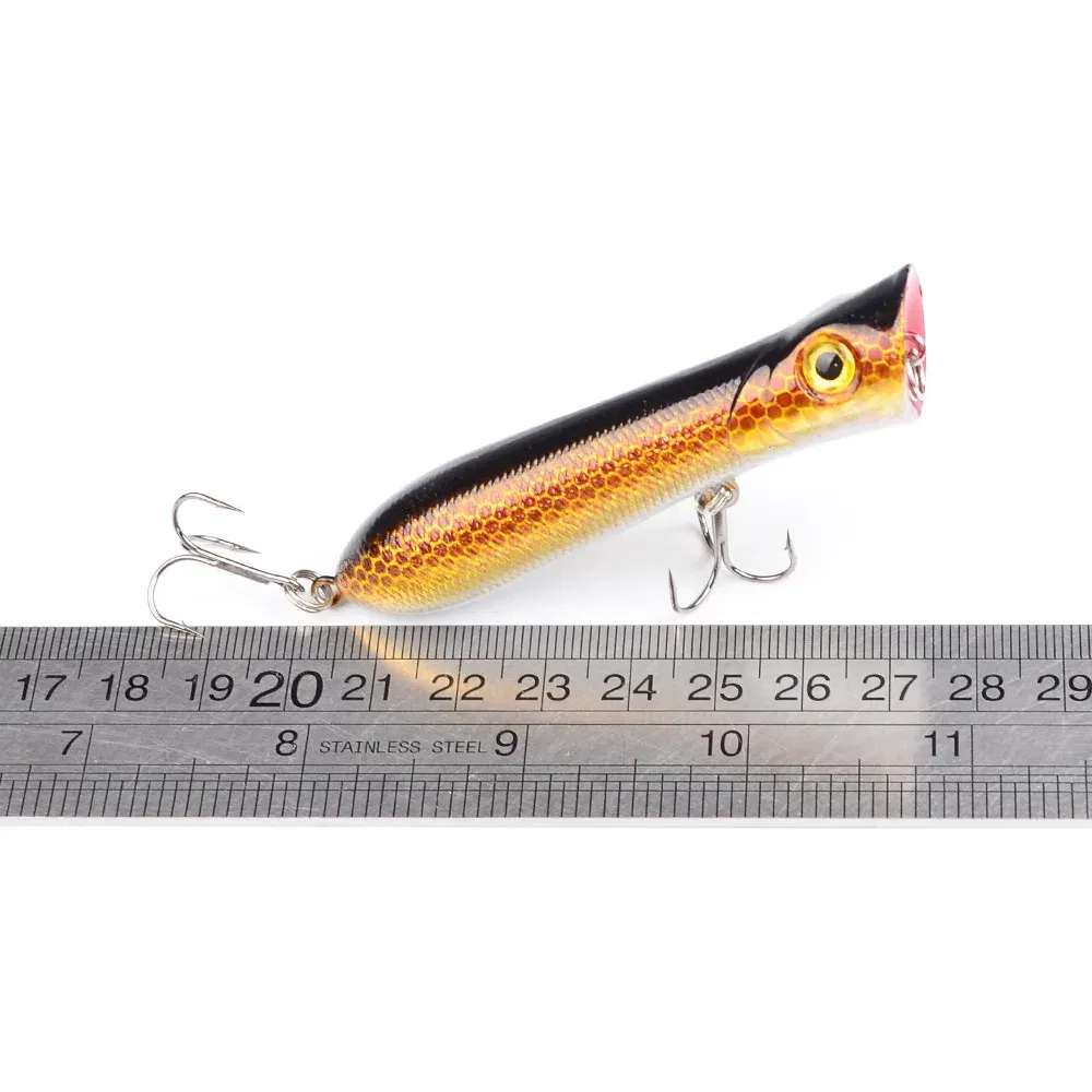 Color: black - 80mm 12g 6# Hook Popper Hard Bait Wobbler Fishing Lure Artificial Floating Trailer Ocean Fishing Bionic Carp Tackle Sea Fishing