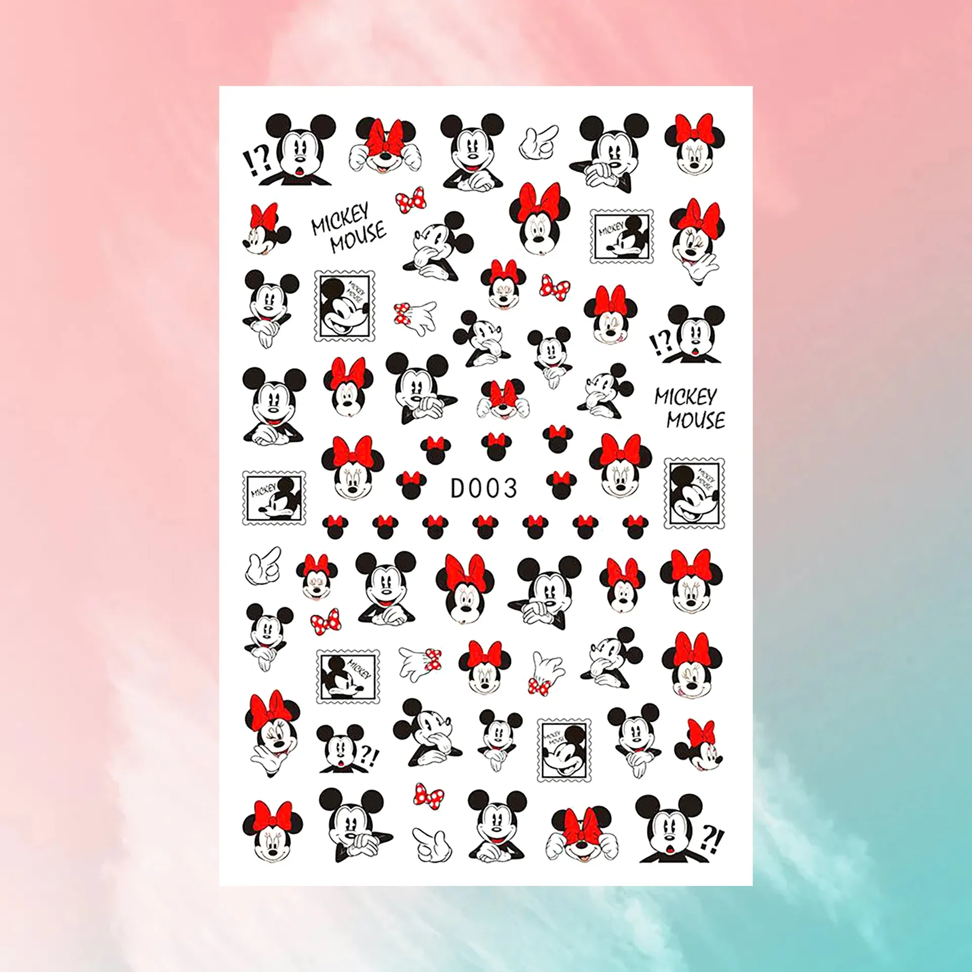 Color: Green - 1PCS Disney Cartoon Nail Stickers Wholesale Waterproof Paste Nail Art Sticker Princess Mickey Anime Series Nail Decoration