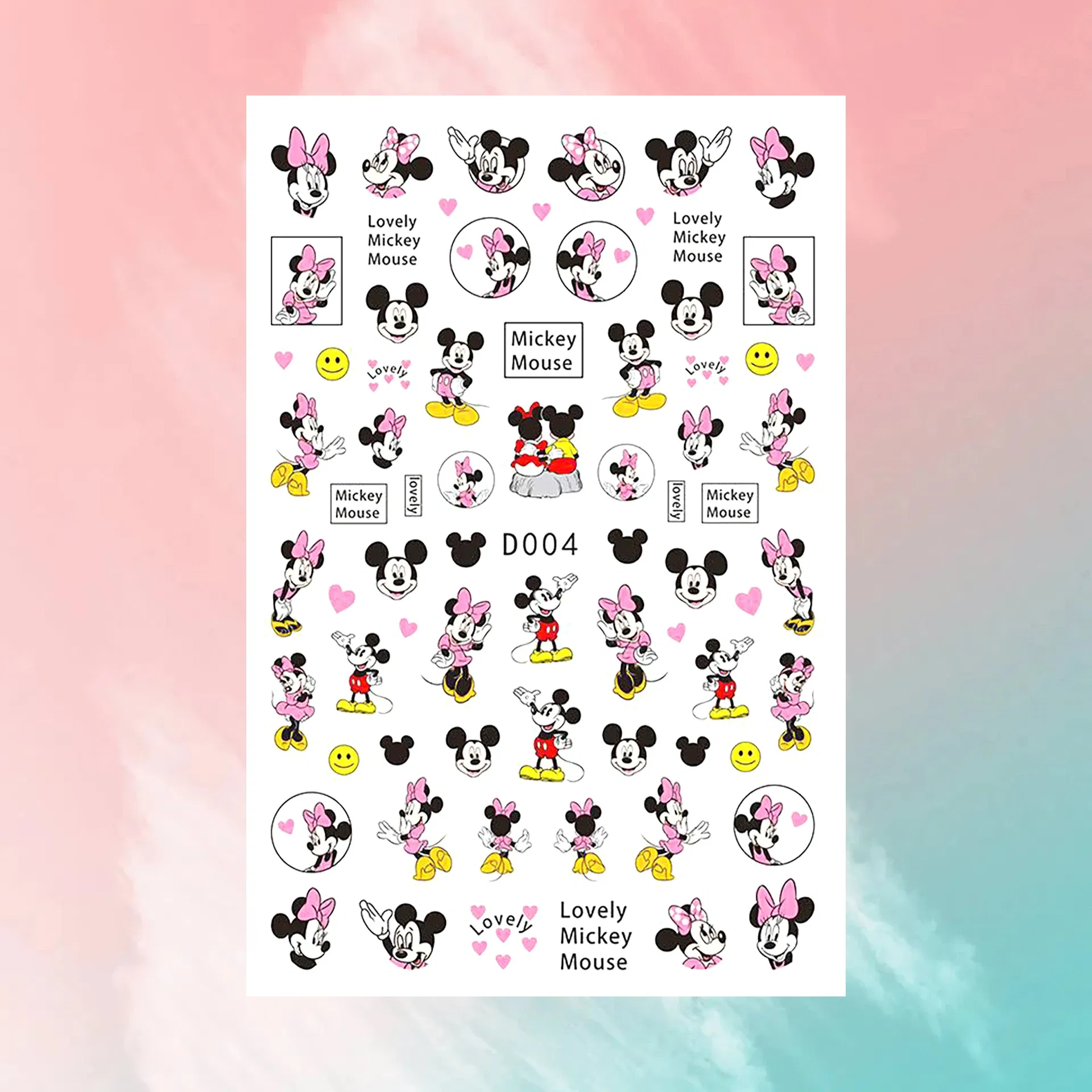 Color: Green - 1PCS Disney Cartoon Nail Stickers Wholesale Waterproof Paste Nail Art Sticker Princess Mickey Anime Series Nail Decoration