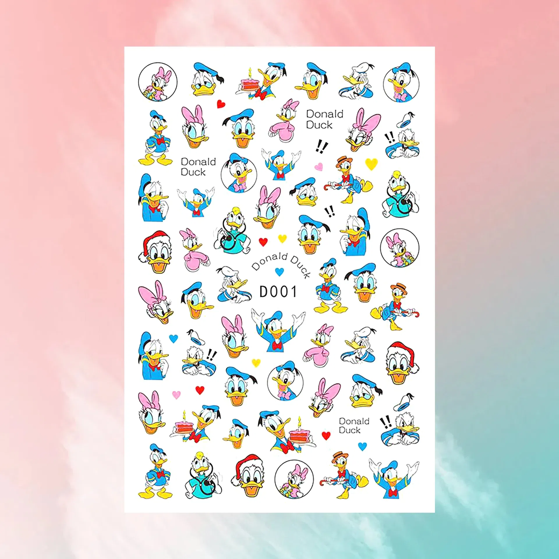 Color: Green - 1PCS Disney Cartoon Nail Stickers Wholesale Waterproof Paste Nail Art Sticker Princess Mickey Anime Series Nail Decoration