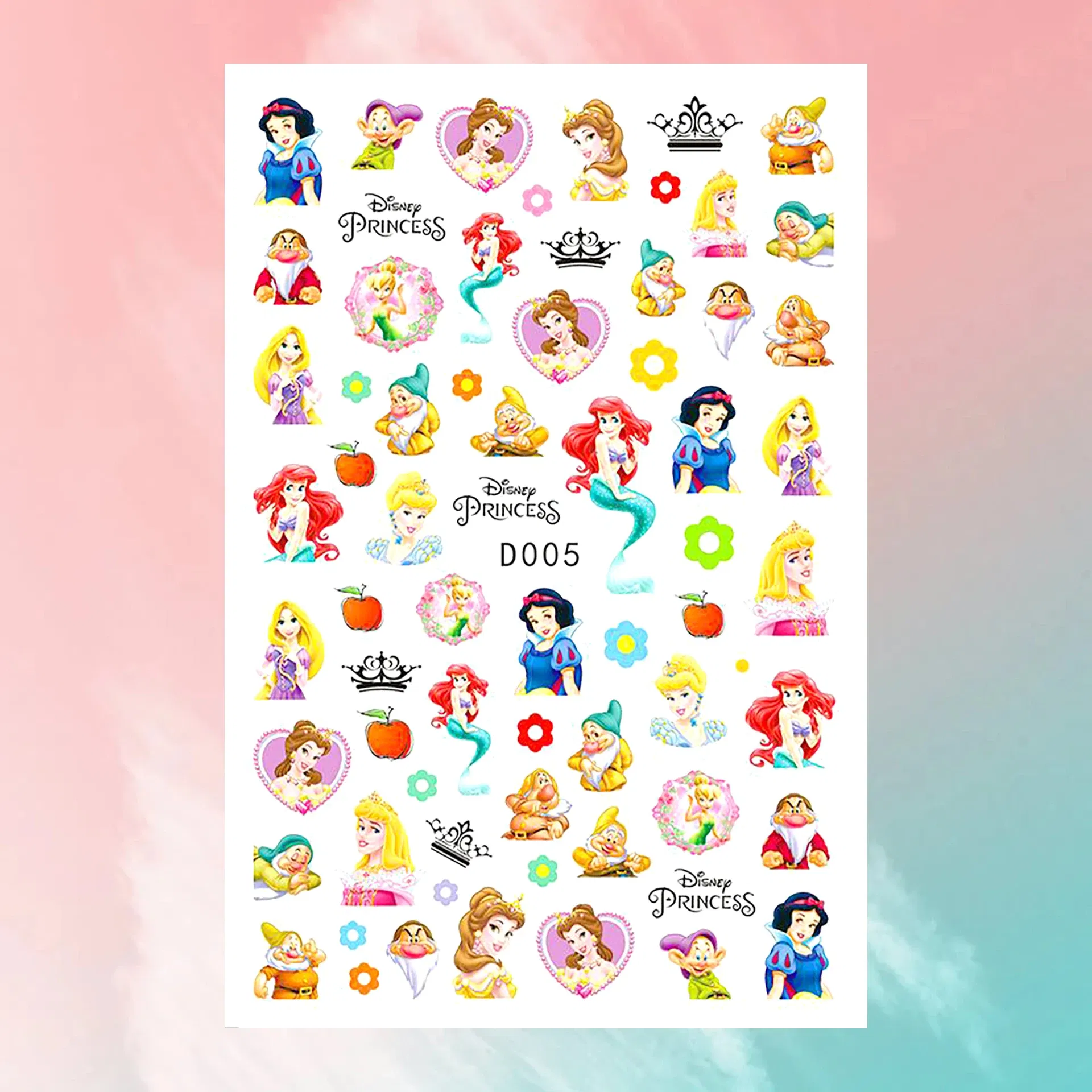 Color: Green - 1PCS Disney Cartoon Nail Stickers Wholesale Waterproof Paste Nail Art Sticker Princess Mickey Anime Series Nail Decoration