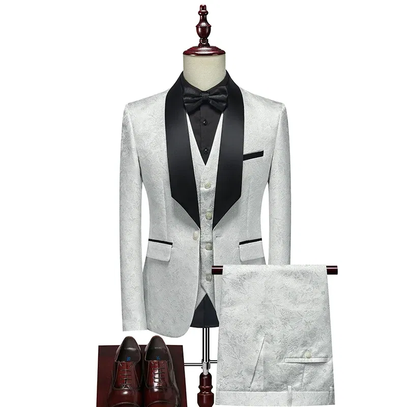 Color: SKY BLUE, Size: XL - Men's Evening Dress Bridegroom Suit British Wedding Business Casual Fashion Three-piece Set with Vest And Trousers Sizes M-6XL