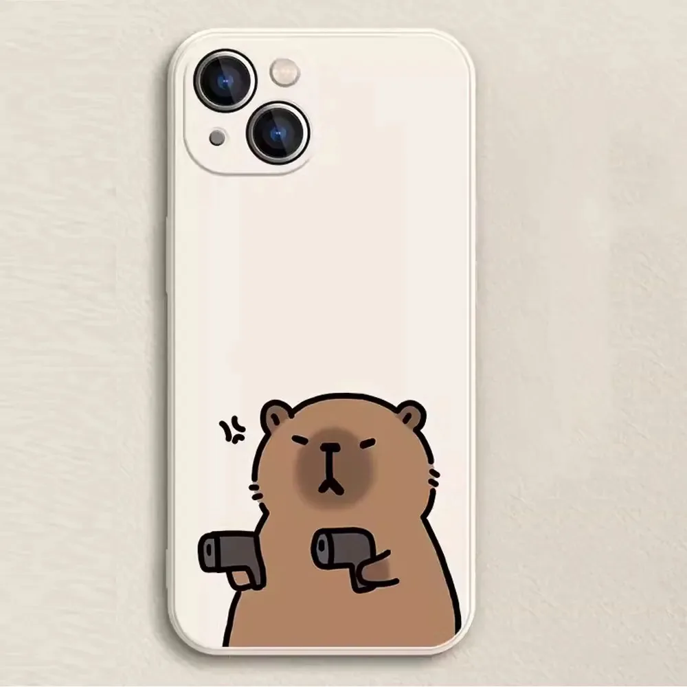 Color: Beige, Material: Neoprene - Cartoon Animal Capybara Phone Case For Samsung Galaxy S10 S20 S21 S22 S23 S24 FE Plus Ultra Note 20 Couple Paired Silicone Cover