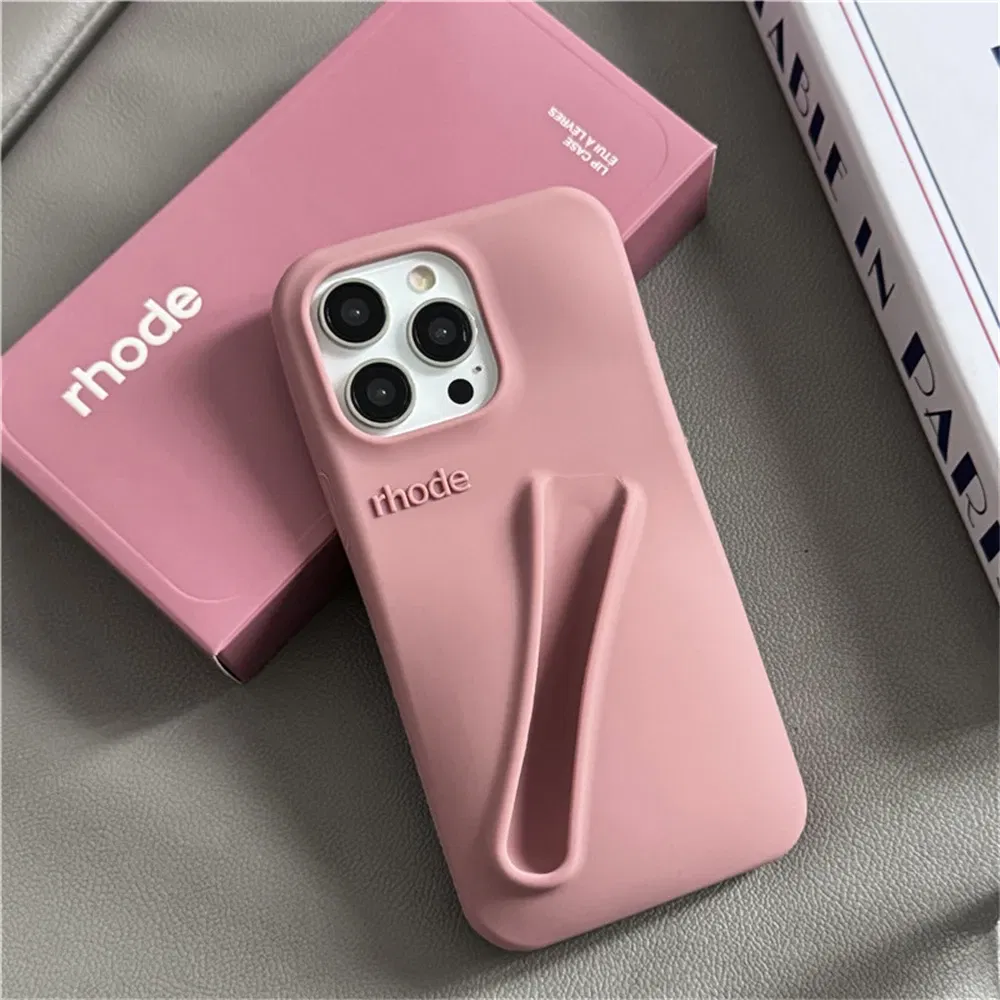 Color: NAVY, Compatible-Phone Models: For iPhone 15 - New Rhode Lipstick Soft Silicone Phone Case for iPhone 16 15 14 13 12 11 Pro Max Plus Portable Lip Gloss Holder Cover with Box