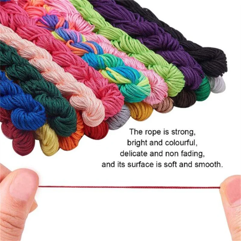Color: WHITE - 24m Polyester Braided Jade Thread For DIY Handmade Necklace Bracelet Trinket Pendant Braided Accessories Jewelry Making Finding