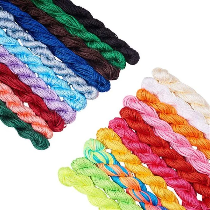 Color: WHITE - 24m Polyester Braided Jade Thread For DIY Handmade Necklace Bracelet Trinket Pendant Braided Accessories Jewelry Making Finding