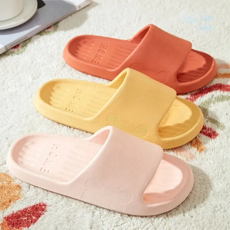 Color: Yellow, Shoe Size: 38 - Soft Slippers Couples Home Outdoor Slipper Summer Women Bedroom Thick Bottom Shoes Beach Sandals Men Flip Flops Shower Shoes