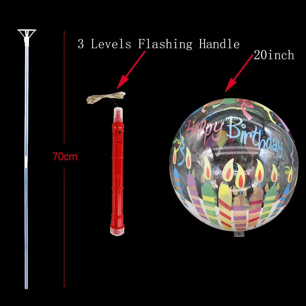 Color: Light Grey, Ballon Size: 10inch, Shape: O - 1/5/10/20/30pcs LED Light Up BoBo Balloons Colorful 3 Levels Flashing Handle 20 Inches Bubble Balloon 70cm Stick