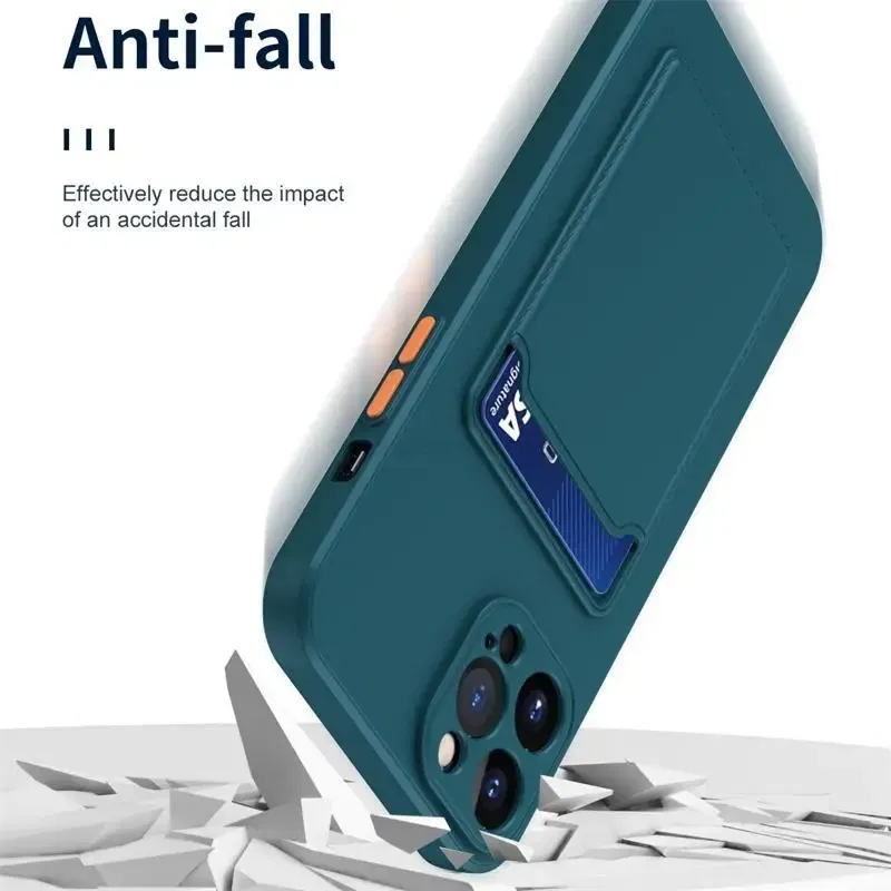 Color: GRAY, Material: aluminum - Card Holder Wallet Case For Samsung Galaxy A32 A53 A33 A13 A52 5G Case on A72 A22 A12 A51 A71 Shockproof Liquid Silicone Cover