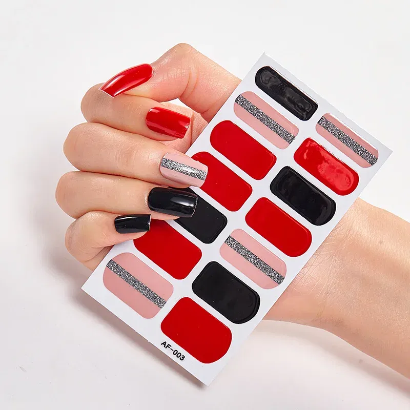 Color: wine red - Nail Polish Stickers Nail Wraps DIY Self Adhesive Nail Sticker Nail Accesoires Designer Nail Decals Full Cover Nail Stickers