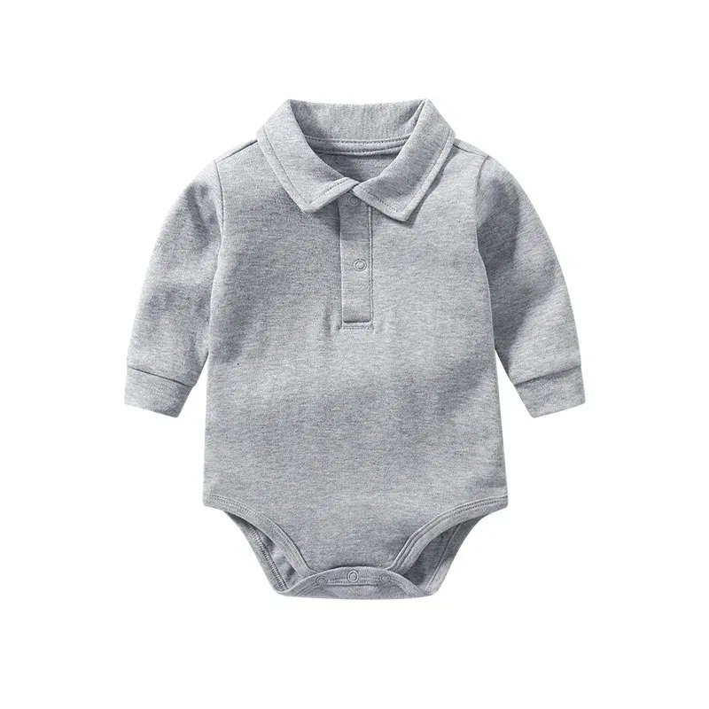 Color: Dark Grey, Kid Size: 24M - New Arrived Cotton Winter Autumn Baby Romper Baby Bodysuits Long Sleeve Polo Romper for Baby Girls Boys