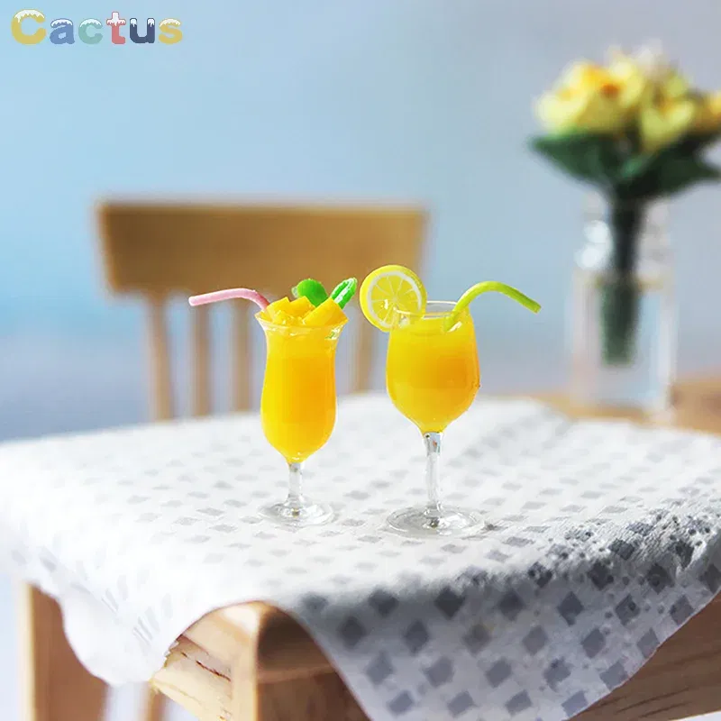 Color: Dark Khaki - Miniature Toy Cocktail Drinks Doll Toys Dollhouse Accessories Miniature Items For 1:6/1:12 Doll House Kitchen Ornaments