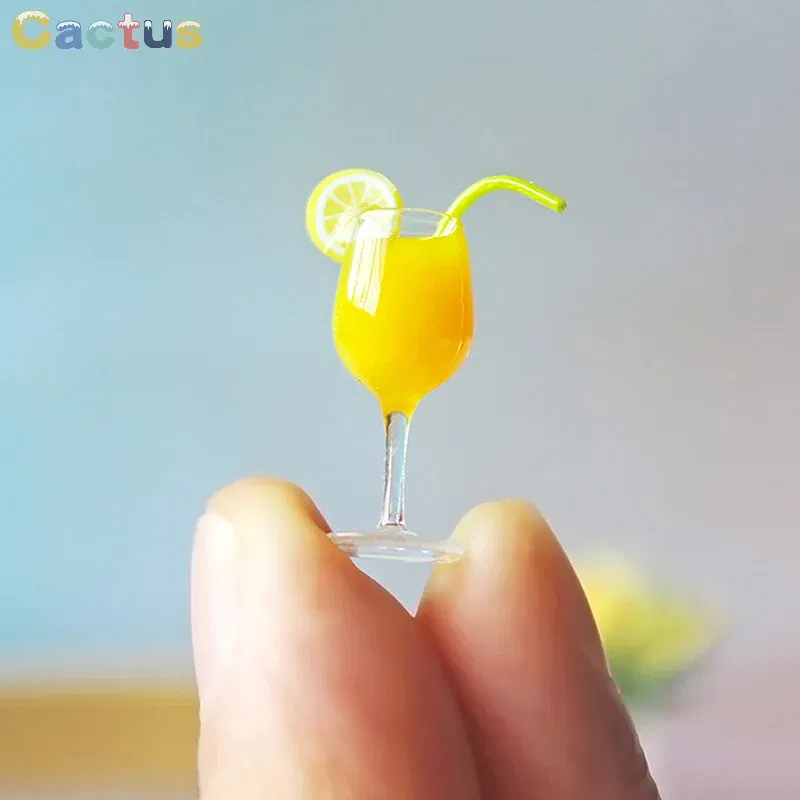 Color: Dark Khaki - Miniature Toy Cocktail Drinks Doll Toys Dollhouse Accessories Miniature Items For 1:6/1:12 Doll House Kitchen Ornaments