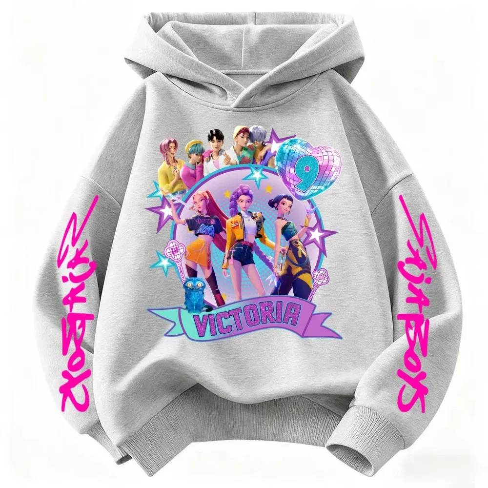 Color: Gold, Kid Size: 3T - Movie Kpop Demon Hunters Shining light ball Hoodie Men Women Cartoon Fashion Sweatshirt Male Casual boys&girls Pullover Hoodies