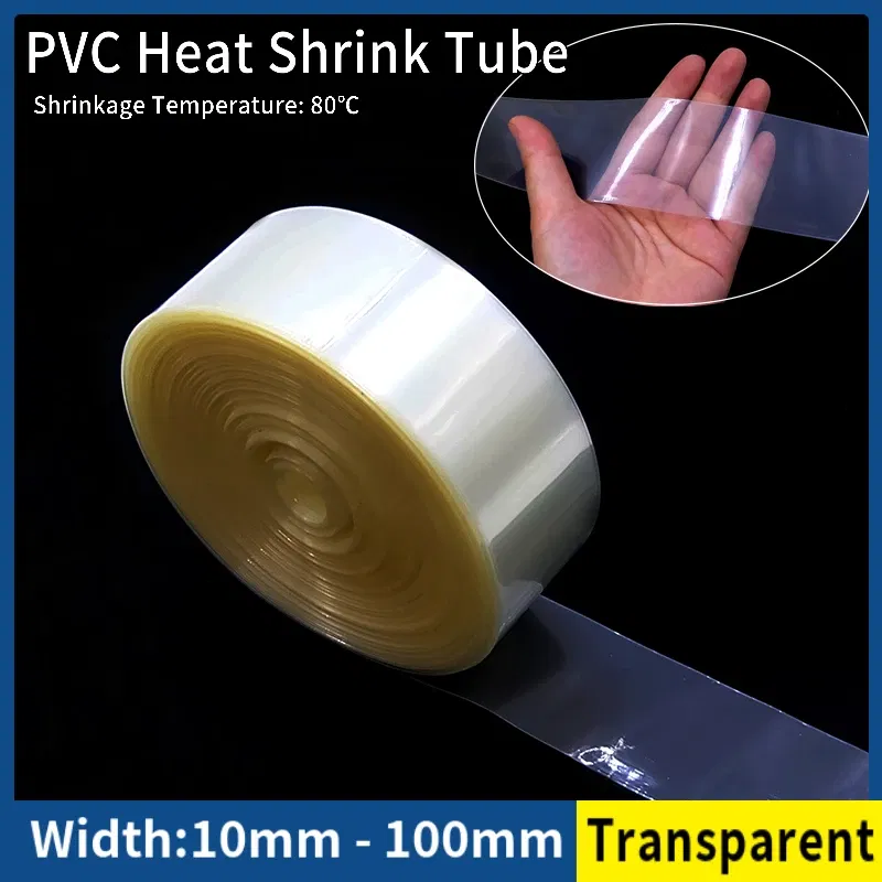 Color: Clear, Length: 305m, Inside Diameter: 15mm - 1/5/20M 18650 Battery PVC Heat Shrink Tube Pack 10mm~ 100mm Insulated Film Wrap Lithium Case Protection Cable Sleeve Transparent