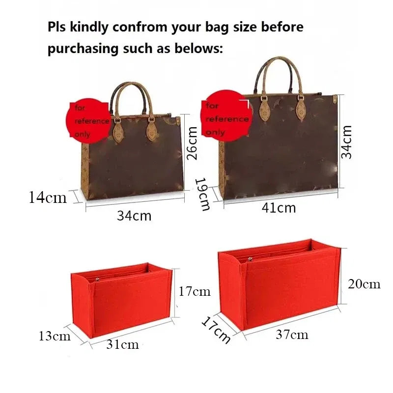 Color: Beige, Size: S - Felt Cloth Insert Bag Fits BOOK TOTE Makeup Handbag Organizer Travel Inner Purse Cosmetic Bag Mommy Bag Fit ONTHEGO Tote