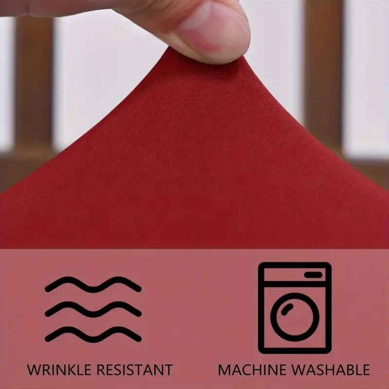 6pcs Solid Color Brushed High Elastic Chair Cover