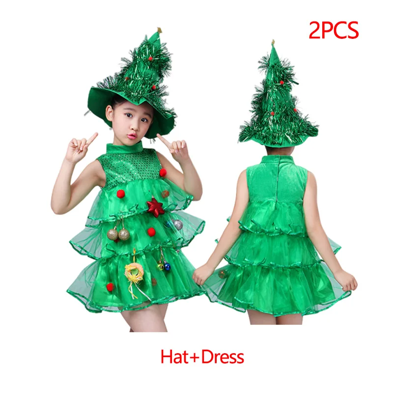 Color: MULTI, Kid Size: 12 - New Year Kids Santa Claus Costume Green Elf Cosplay Christmas Carnival Party Fancy Dress for Girls Boys Red Xmas Clothes Set