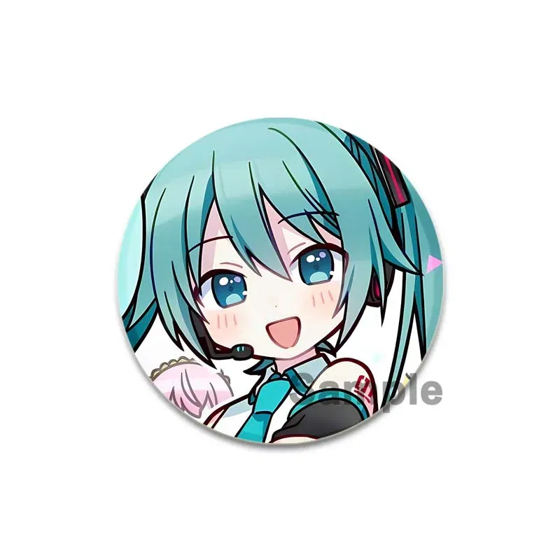 Color: grey, Size: L - 58/44/32mm Miku Anime Round Pins Cartoon Badges Cosplay Handmade Tinplate Brooch on Backpack Clothes Chest Ornament Gifts