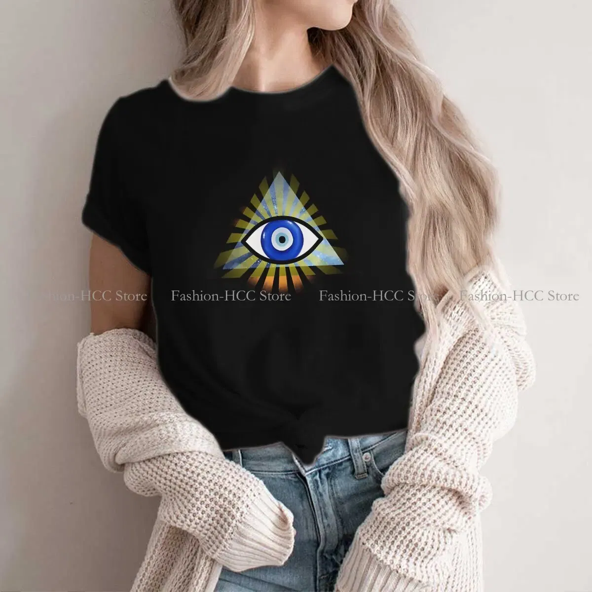 Color: black, Size: XXL - Evil Eyes Polyester TShirts Evil Eye Protection - All Seeing Eye Personalize Homme T Shirt Hipster Tops