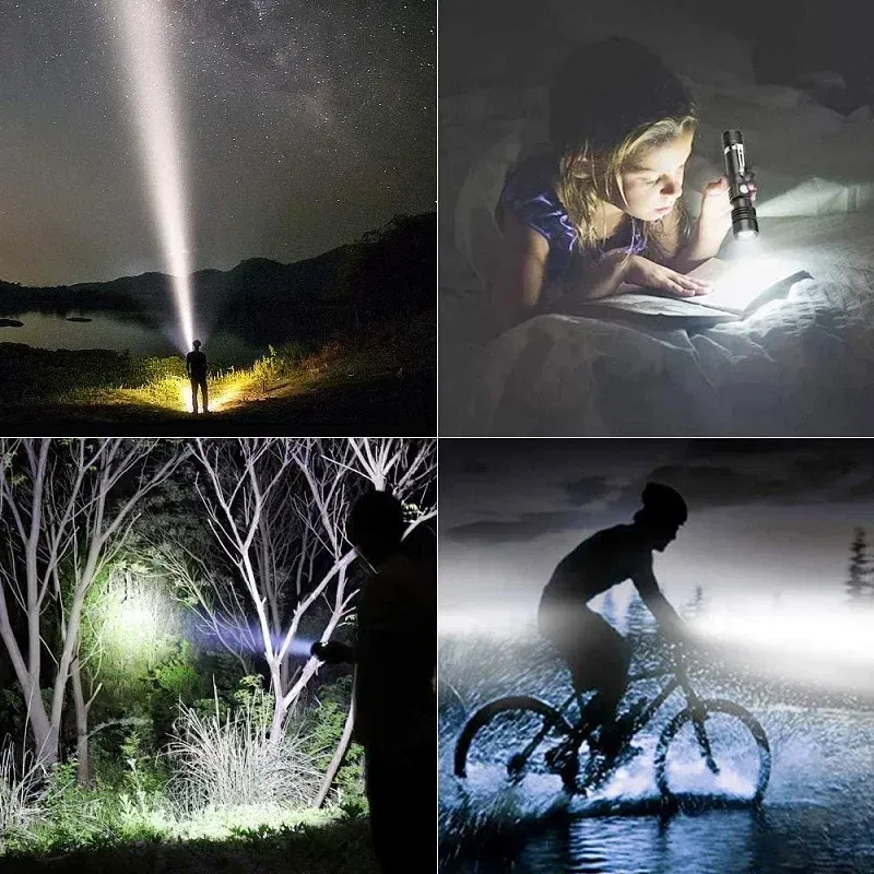 Emitting Color: Blue - Ultra Bright Flashlight USB Linterna LED Torch Lanterna Power Tips Bicycle Light Rechargeable Use 18650
