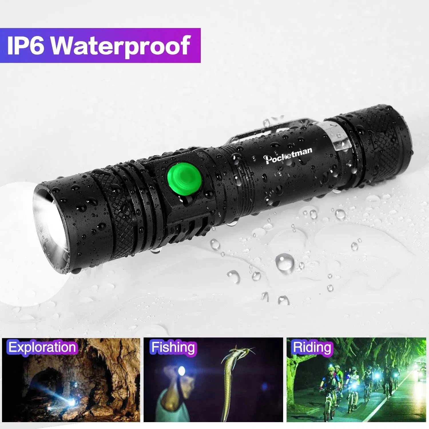 Emitting Color: Blue - Ultra Bright Flashlight USB Linterna LED Torch Lanterna Power Tips Bicycle Light Rechargeable Use 18650