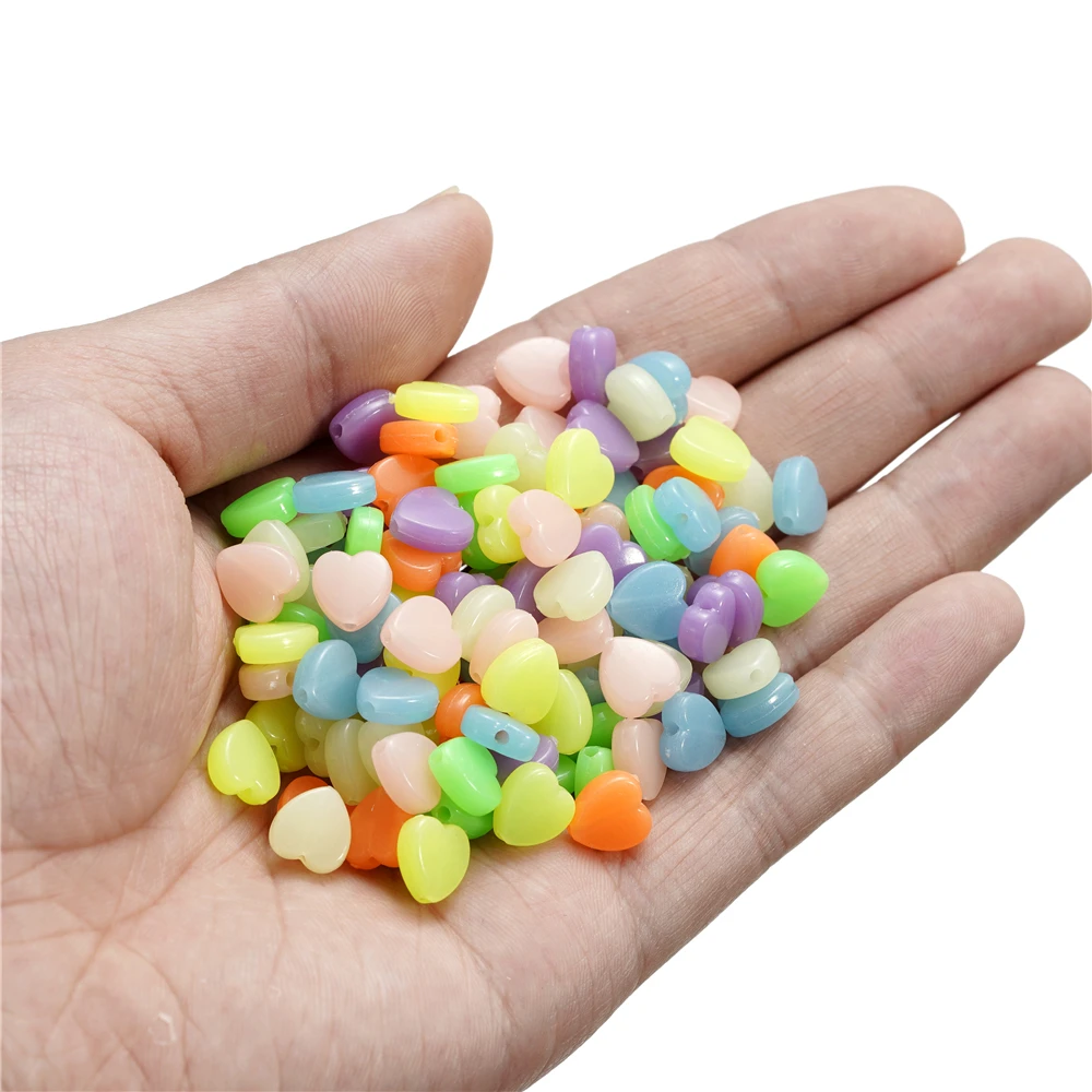 Color: GRAY, Item Diameter: 2mm - 50Pcs Luminous Star Beads Heart Shape Acrylic Beads Loose Spacer Beads for Jewelry Making DIY Bracelet Necklace Accessories