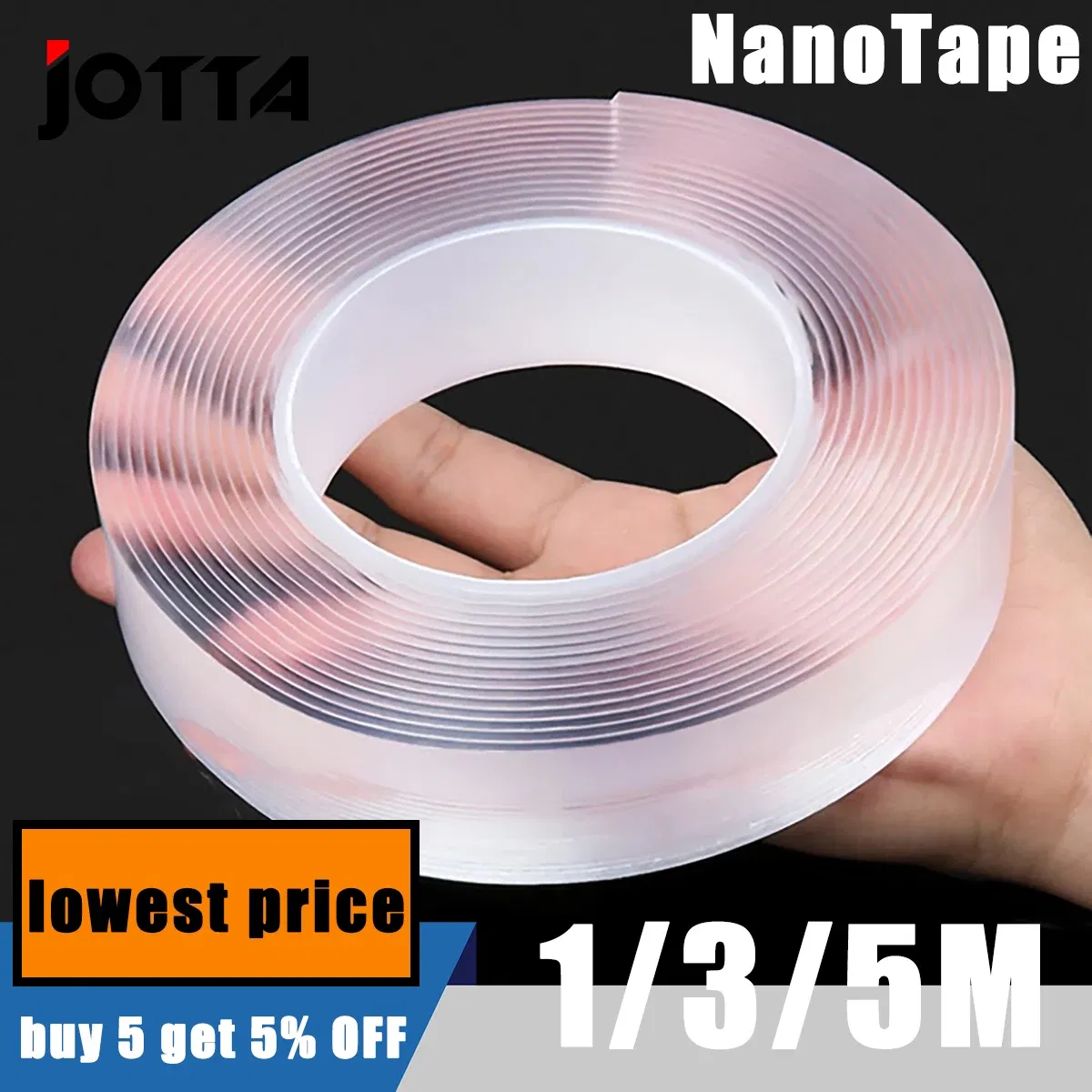 Color: Translucent, Length: 1M, Width: 20mm - Waterproof Wall Stickers Reusable Heat Resistant Bathroom Home Decoration Tapes Transparent Double Sided Nano Tape