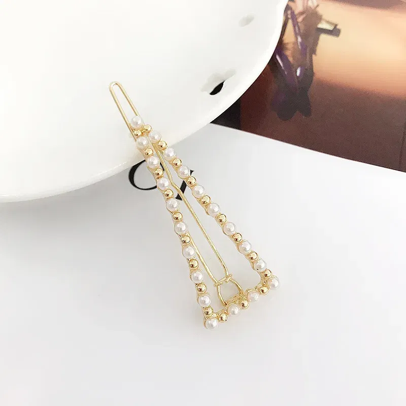 Color: black - 2019 New Fashion geometric Pearl rhinestone hairpin ball side clip Accessories For Women Girls Hairgrip Hairclip Headwear