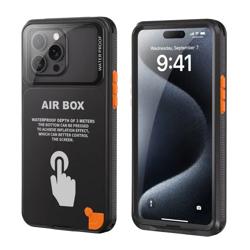 Color: Beige, Material: ABS - IP68 Waterproof Phone Case For iPhone 15 14 13 12 Pro Max Plus Underwater Taking Shockproof Dustproof Swimming Diving Cover