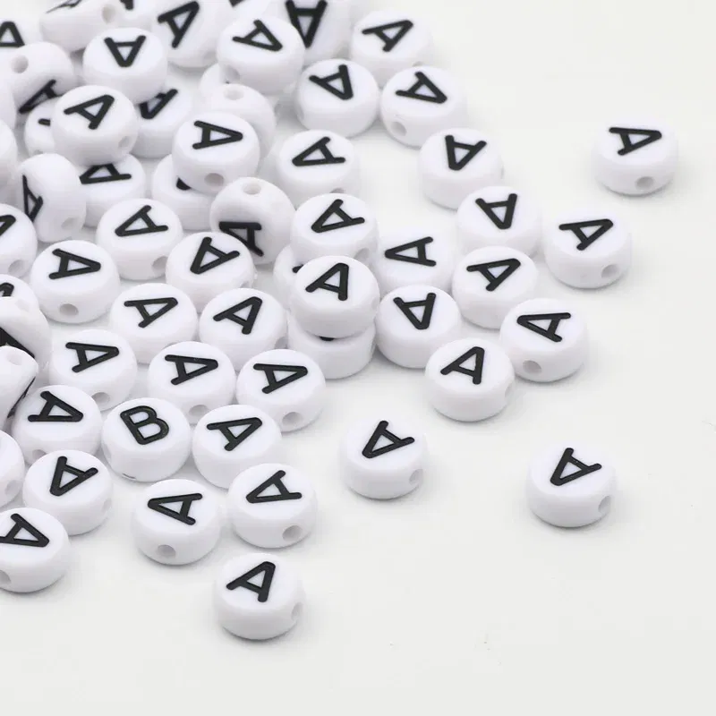 Color: Light Yellow, Item Diameter: Other - 50/100pcs/lot 7x4mm White Round A-Z Alphabet Letter Acrylic Loose Spacer Beads for Jewelry Making Diy Bracelet Accessories
