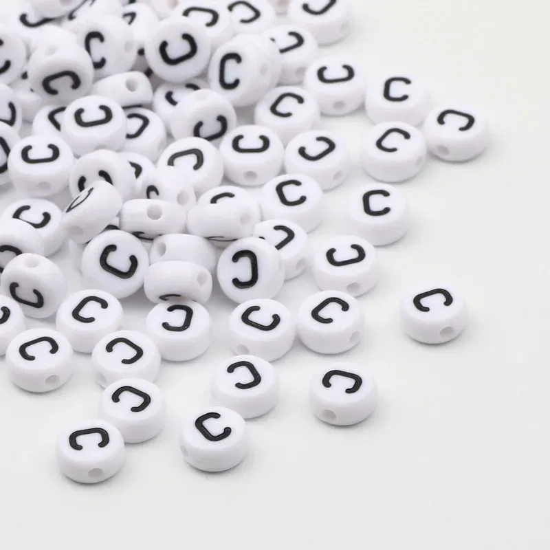 Color: Light Yellow, Item Diameter: Other - 50/100pcs/lot 7x4mm White Round A-Z Alphabet Letter Acrylic Loose Spacer Beads for Jewelry Making Diy Bracelet Accessories