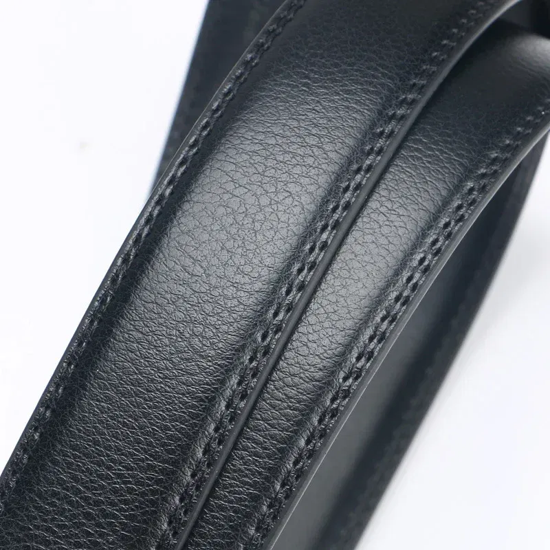 Color: Dark Brown, Belt Length: 115CM - Men No Buckle 3.5cm Wide 130 140 150 160 170 cm Large Plus Size Belt Straps No Buckle for Automatic Buckle Genuine Leather Belts