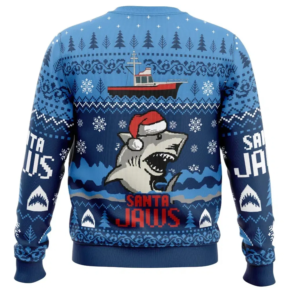 Color: Beige, Size: XXXL - Santa Jaws Jaws Men's Crew Neck Ugly Christmas Sweatshirt Soft Comfy Stylish Relaxed-Fit Plus Size Long Sleeve Autumn Winter