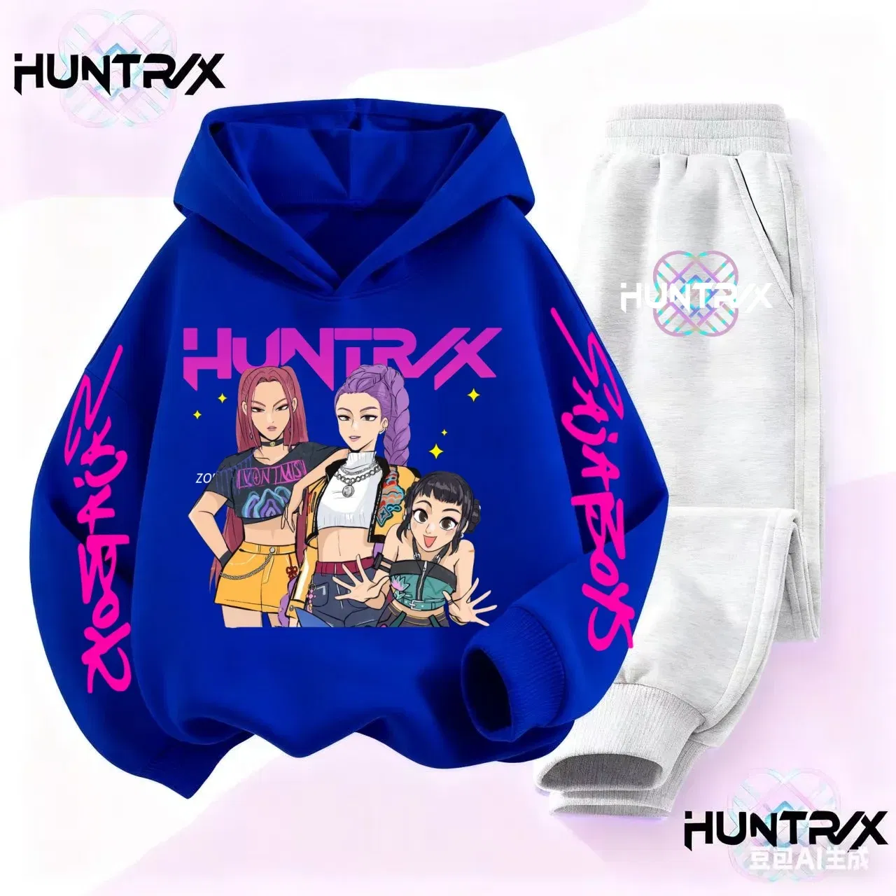 Color: Red, Kid Size: 6 - 3-14Y Kpop Demon Hunters Hoodie Set Boys Girls Kids Autumn Sportswear Daily Clothes 2025