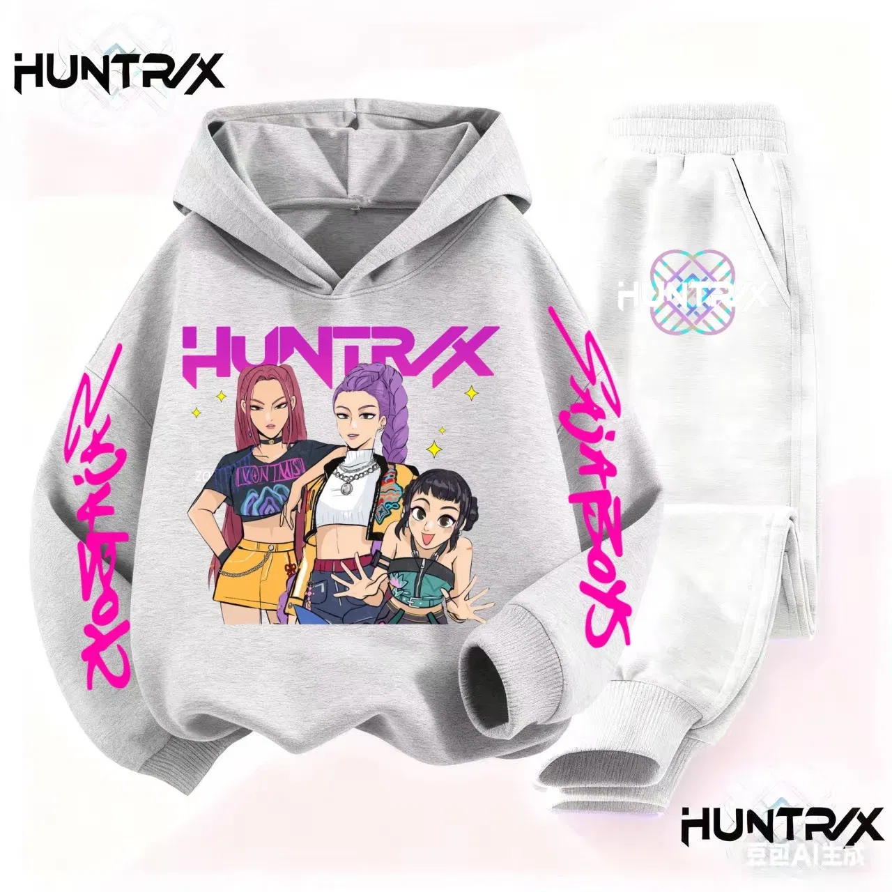 Color: Red, Kid Size: 6 - 3-14Y Kpop Demon Hunters Hoodie Set Boys Girls Kids Autumn Sportswear Daily Clothes 2025