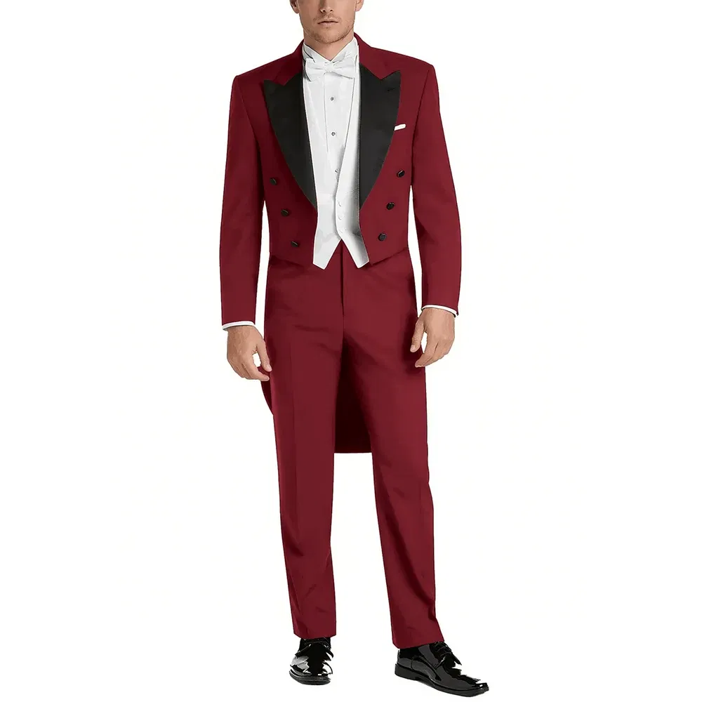 Color: Blue, Size: M - Italy Style Aristocratic Men Suit Three Pieces(Jacket+Pants+Vest) Hot-selling High-quality Double Breasted Male Clothing
