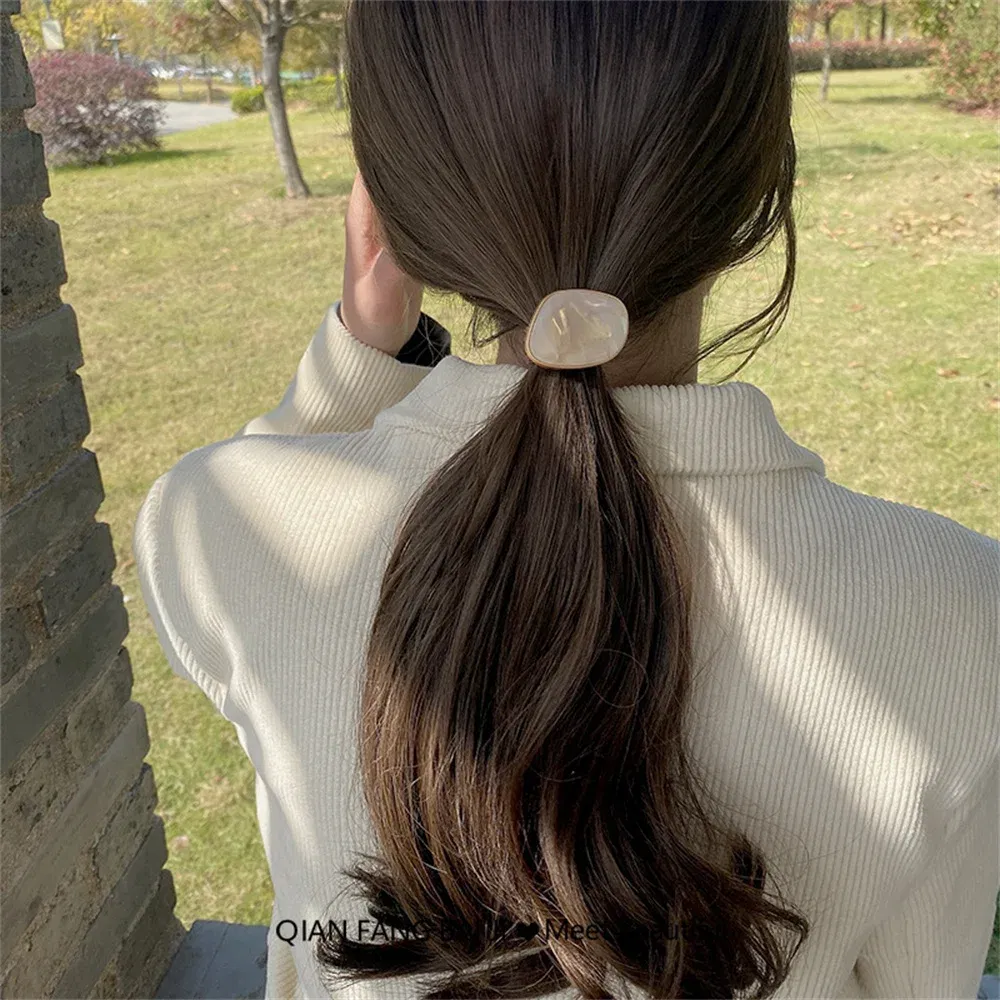 Color: Red - Fashion Simple Elastic Hair Band Women Temperament Scrunchies Hair Ties Ponytail Holder Gum Headwear Girls Hair Accessories