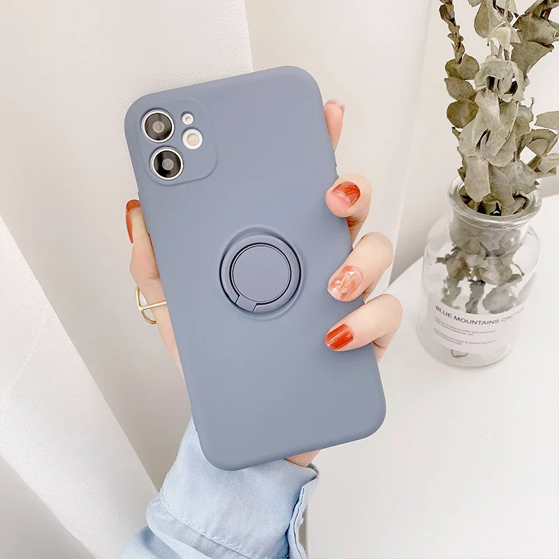 Color: Blue, Compatible-Phone Models: For iPhone 15 Pro, Ships From: CN - With Ring Holder Shockproof Case For IPhone 16 15 14 13 12 11 Pro Max Silicone TPU Soft Back Cover