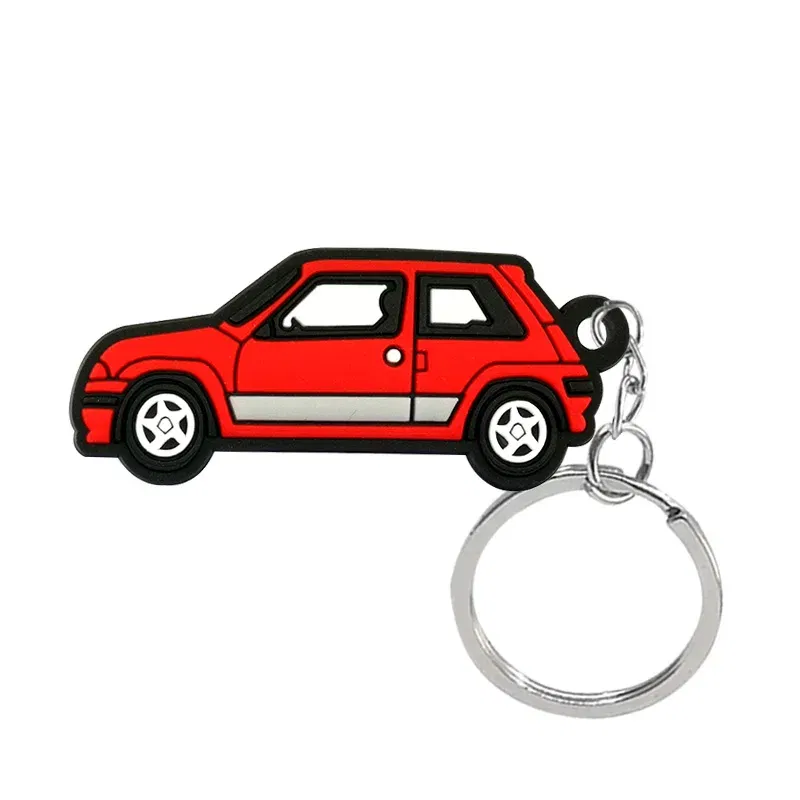 Color: Watermelon red - 1PCS PVC Key Ring 6 Colors of Car Shape Keychain charms Colorful Key Chain Key Holder Fit Little Boy Gift Kids Toys