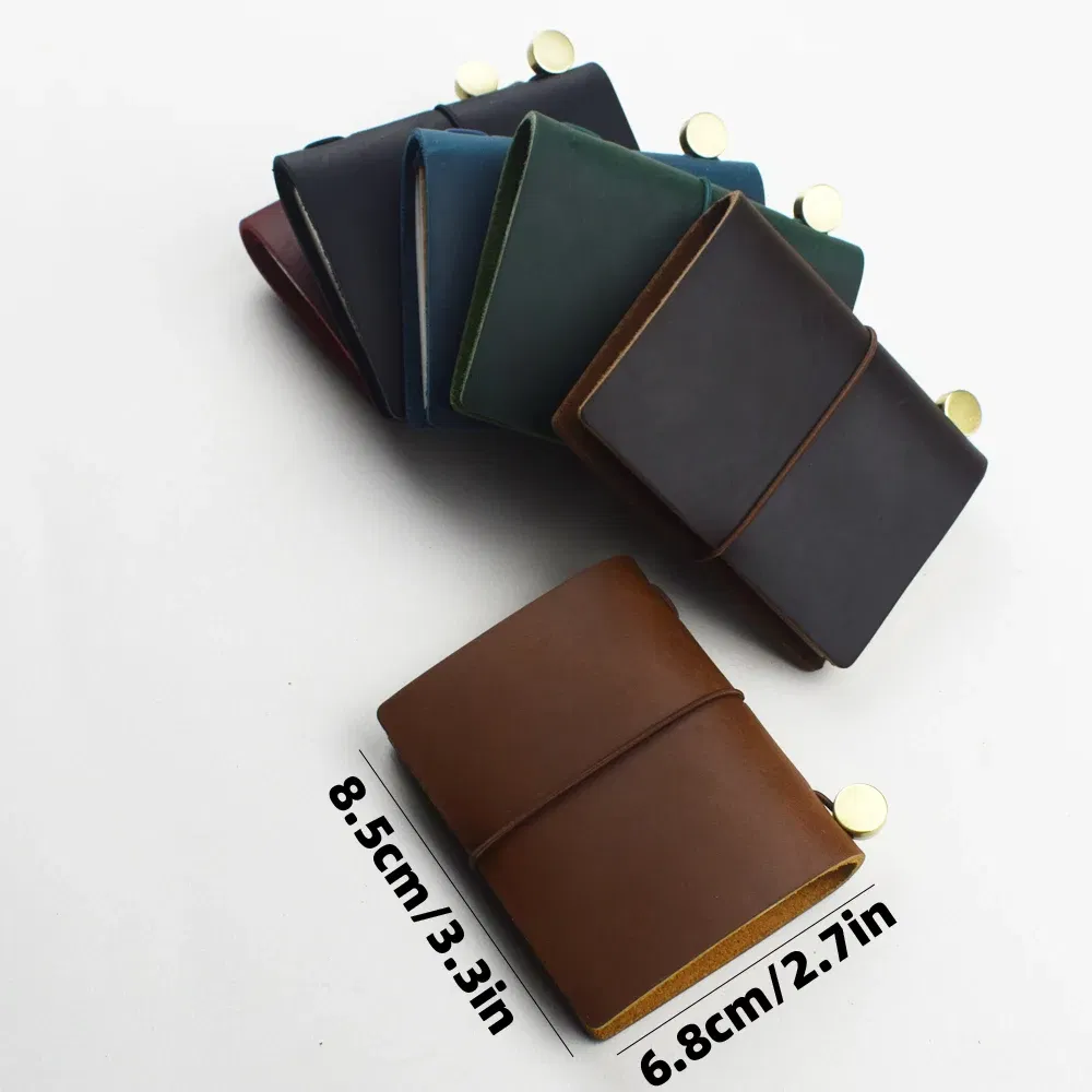 Color: Rose Red - 1pc Leather Pocket Notebook 60 Blank Inner Pages Note Book for Sketching, Quoting, Notes & Journals