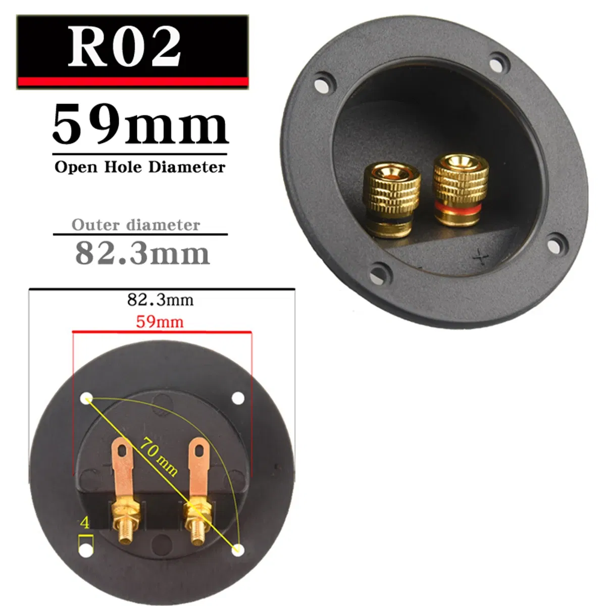 Color: Blue, Bundle: Bundle 3 - HIFIDIY LIVE Square circle (Install Hole 49-76) speaker junction Box Terminal Shell 2 copper Binding Post Wire Cable Connector