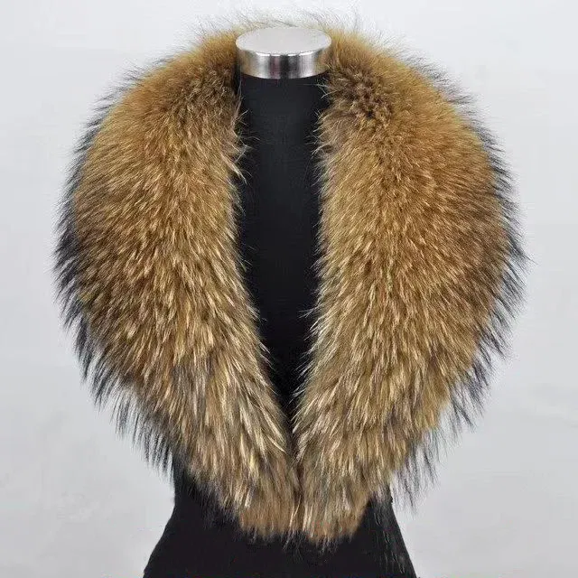 Color: Turquoise, Size: XS?€old?‰ - Winter Real Fox Fur Collar Woman Furry Natural Raccoon Fur Scarf Shawls Luxury Neck Warmer Wraps For Coat Fur Scarves Large Size
