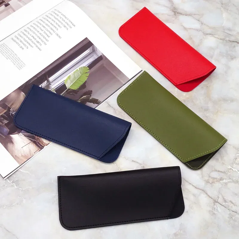 Color: Pink, Ships From: CN - Simple Soft Leather Open Sunglasses Bag for Women Men Waterproof Reading Glasses Case Dust Storage Bag Eyewear Pocket Accessory