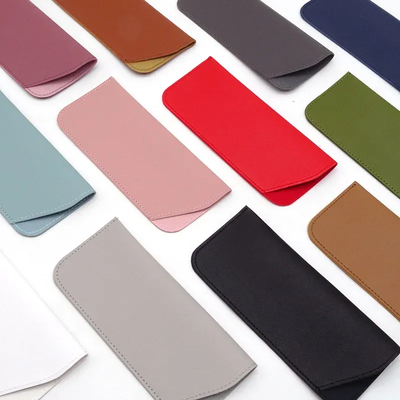 Color: Pink, Ships From: CN - Simple Soft Leather Open Sunglasses Bag for Women Men Waterproof Reading Glasses Case Dust Storage Bag Eyewear Pocket Accessory