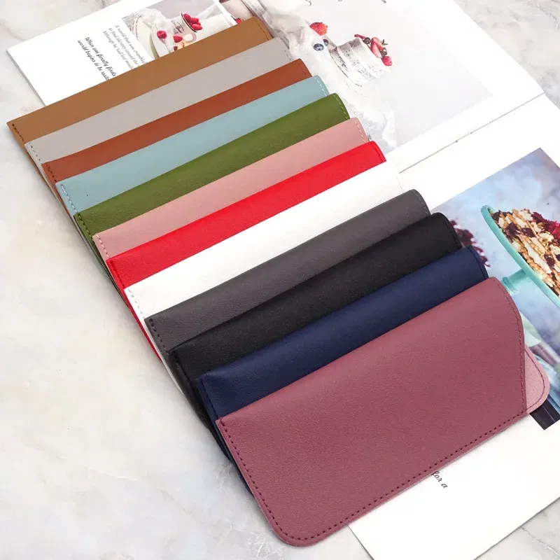 Color: Pink, Ships From: CN - Simple Soft Leather Open Sunglasses Bag for Women Men Waterproof Reading Glasses Case Dust Storage Bag Eyewear Pocket Accessory